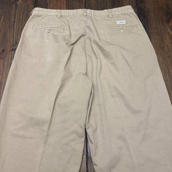 Polo Chino Ralph Lauren Mens 36x30 Khaki Cotton Pleated Pants Trousers, classic - Picture 8 of 8